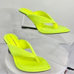 Good American Chartreuse Wedge Sandals